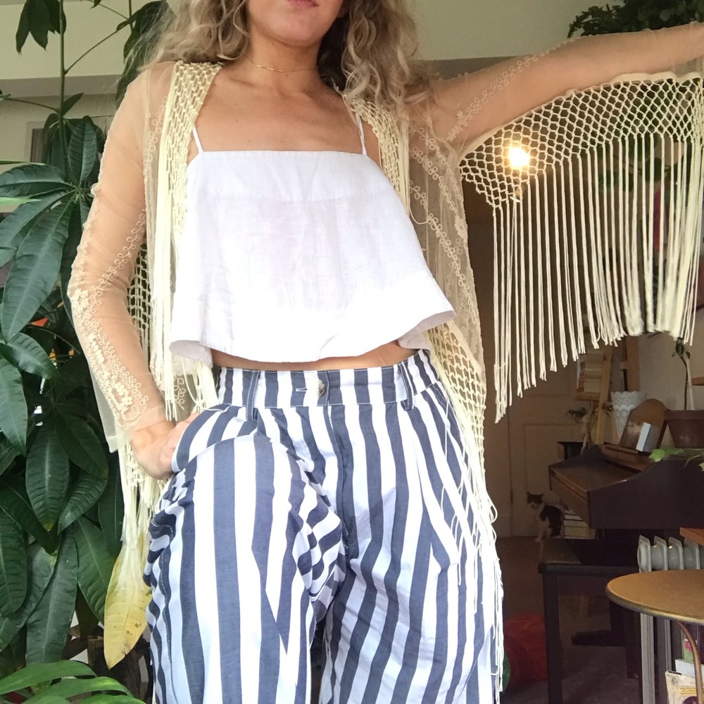 Sheer fringed coverall